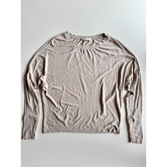 JOAH BROWN Vital Rib Heather Oatmeal Ribbed Jersey Long Sleeve Tee, One Size - Picture 6 of 14